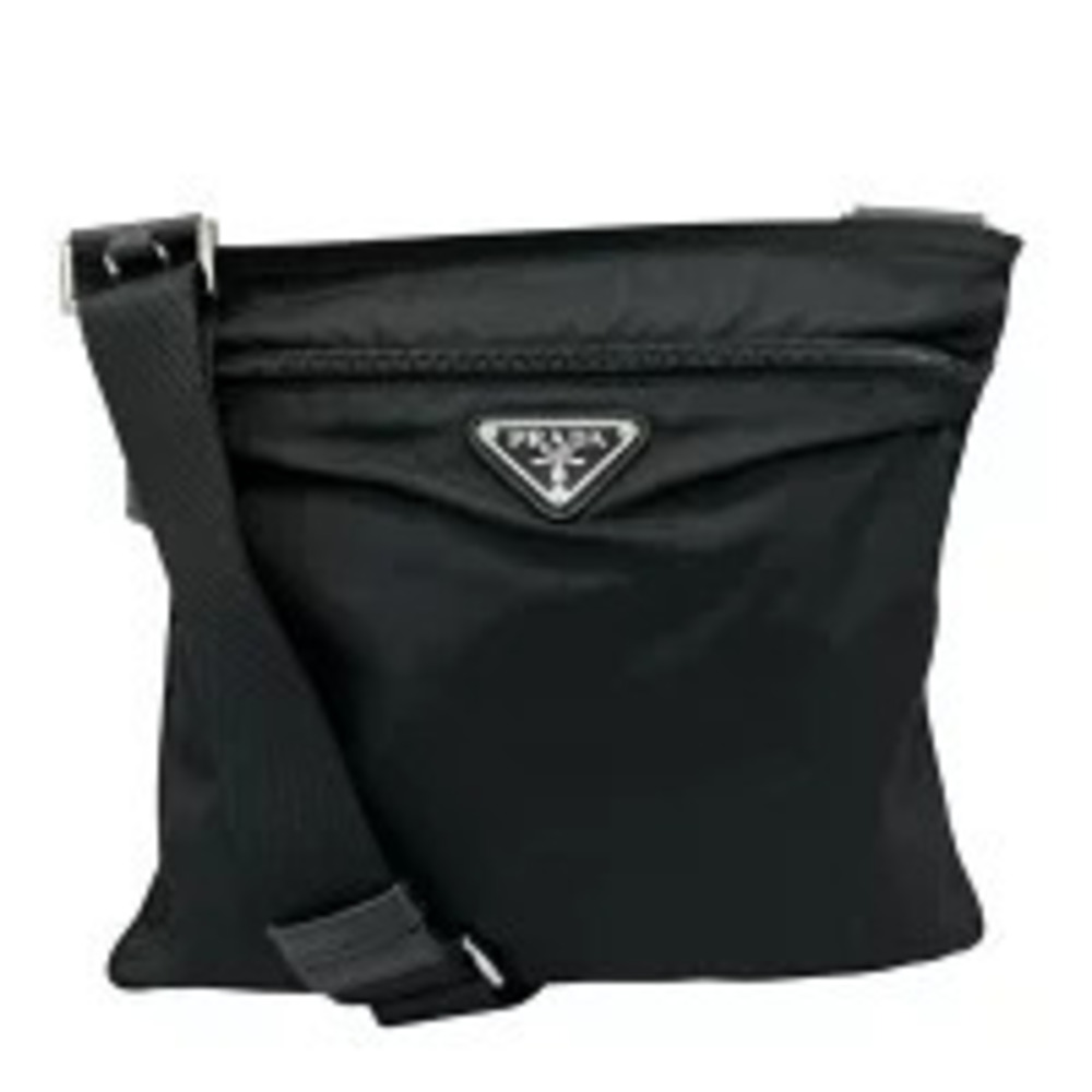 Prada Triangle Tessuto Crossbody Bag Black